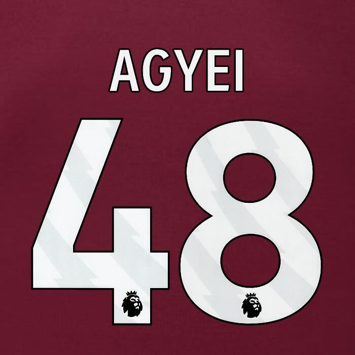2023 2024 BURNLEY AGYEI 48 OFFICIAL WHITE HOME PLAYER SIZE NAMESET