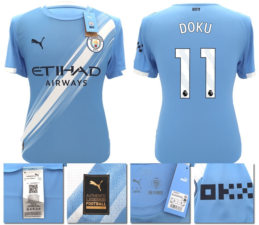 BNWT 2025 2026 MAN CITY PUMA HOME DOKU 11 FOOTBALL SHIRT