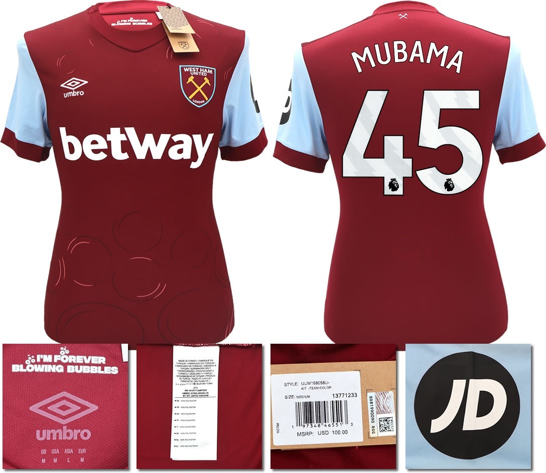 BNWT 2023 2024 UMBRO WEST HAM HOME SHIRT MUBAMA 45 MEN'S