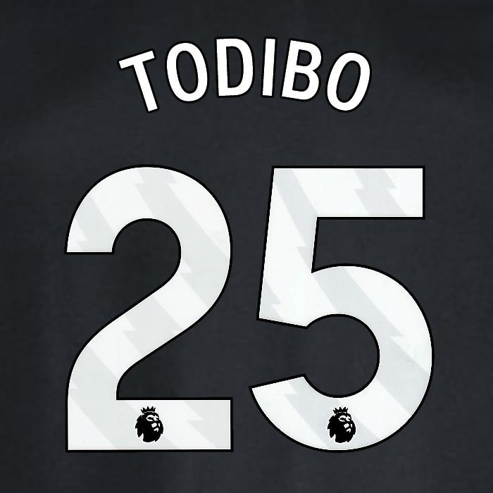 2024 2025 WEST HAM TODIBO 25 OFFICIAL WHITE AWAY PLAYER SIZE NAMESET