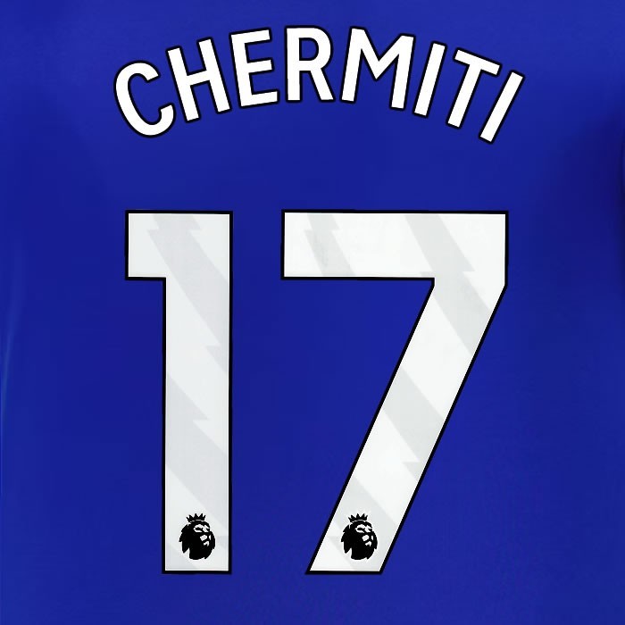 2024 2025 EVERTON CHERMITI 17 OFFICIAL WHITE HOME PLAYER SIZE NAMESET