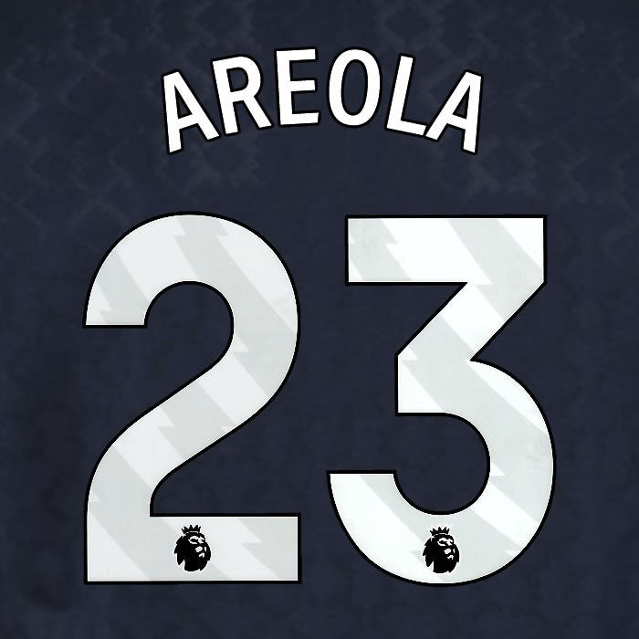 2025 2026 WEST HAM AREOLA 23 OFFICIAL WHITE 3RD PLAYER SIZE NAMESET