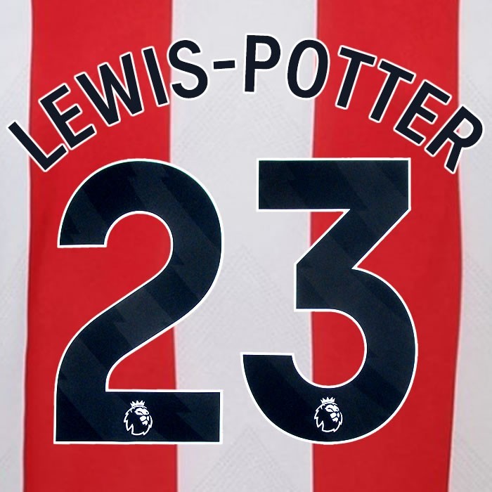 2024 2025 BRENTFORD LEWIS POTTER 23 OFFICIAL BLACK HOME PLAYER SIZE NAMESET