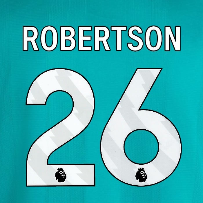 2025 2026 OFFICIAL LIVERPOOL ROBERTSON 26 WHITE 3RD PLAYER SIZE NAMESET
