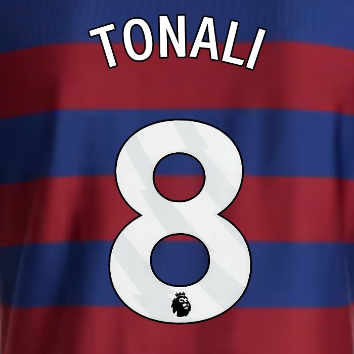 2024 2025 NEWCASTLE TONALI 8 OFFICIAL WHITE AWAY PLAYER SIZE NAME SET