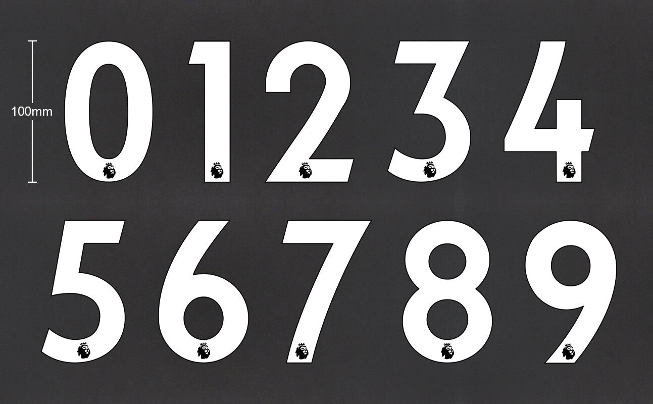 2019 - 2023 OFFICIAL AVERY DENNISON PREMIER LEAGUE WHITE SHORT NUMBERS