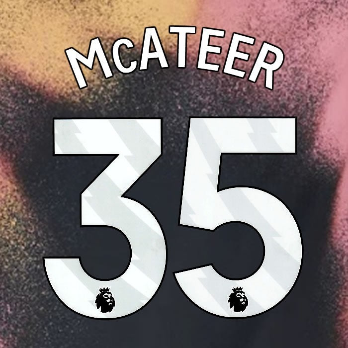 2024 2025 OFFICIAL LEICESTER CITY McATEER 35 WHITE AWAY PLAYER SIZE NAME SET