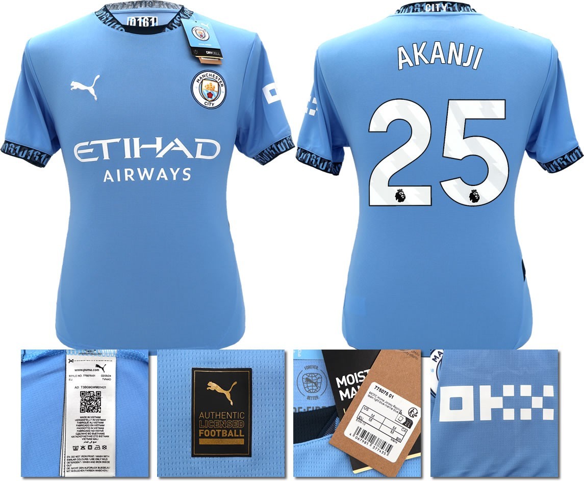 BNWT 2024 2025 MAN CITY PUMA HOME AKANJI 25 FOOTBALL SHIRT