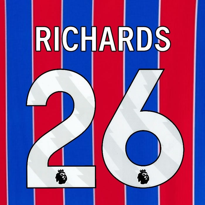 2025 2026 OFFICIAL CRYSTAL PALACE RICHARDS 26 WHITE HOME PLAYER SIZE NAMESET