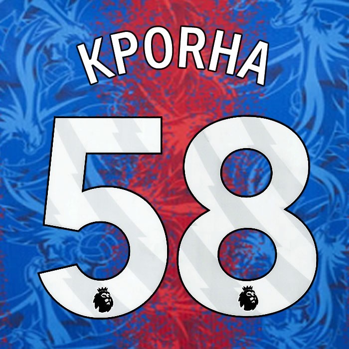 2024 2025 OFFICIAL CRYSTAL PALACE KPORHA 58 WHITE HOME PLAYER SIZE NAMESET
