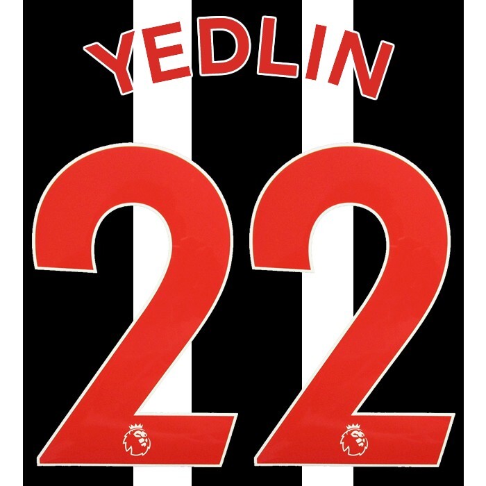 NEWCASTLE UNITED 19-23 YEDLIN 22 OFFICIAL AVERY DENNISON RED PLAYER SIZE SET