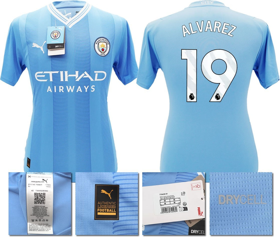 BNWT 2023 2024 MAN CITY PUMA HOME ALVAREZ 19 SHIRT MEN'S LARGE
