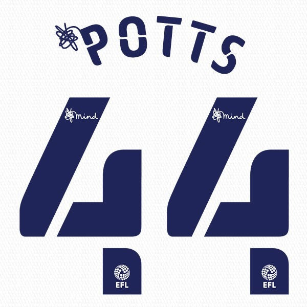 PRESTON 2020 2021 OFFICIAL POTTS 44 HOME PLAYER SIZE NAME SET
