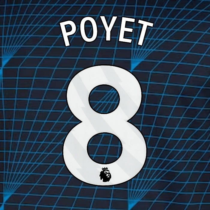 2023 2024 OFFICIAL CHELSEA POYET 8 WHITE AWAY PLAYER SIZE NAMESET