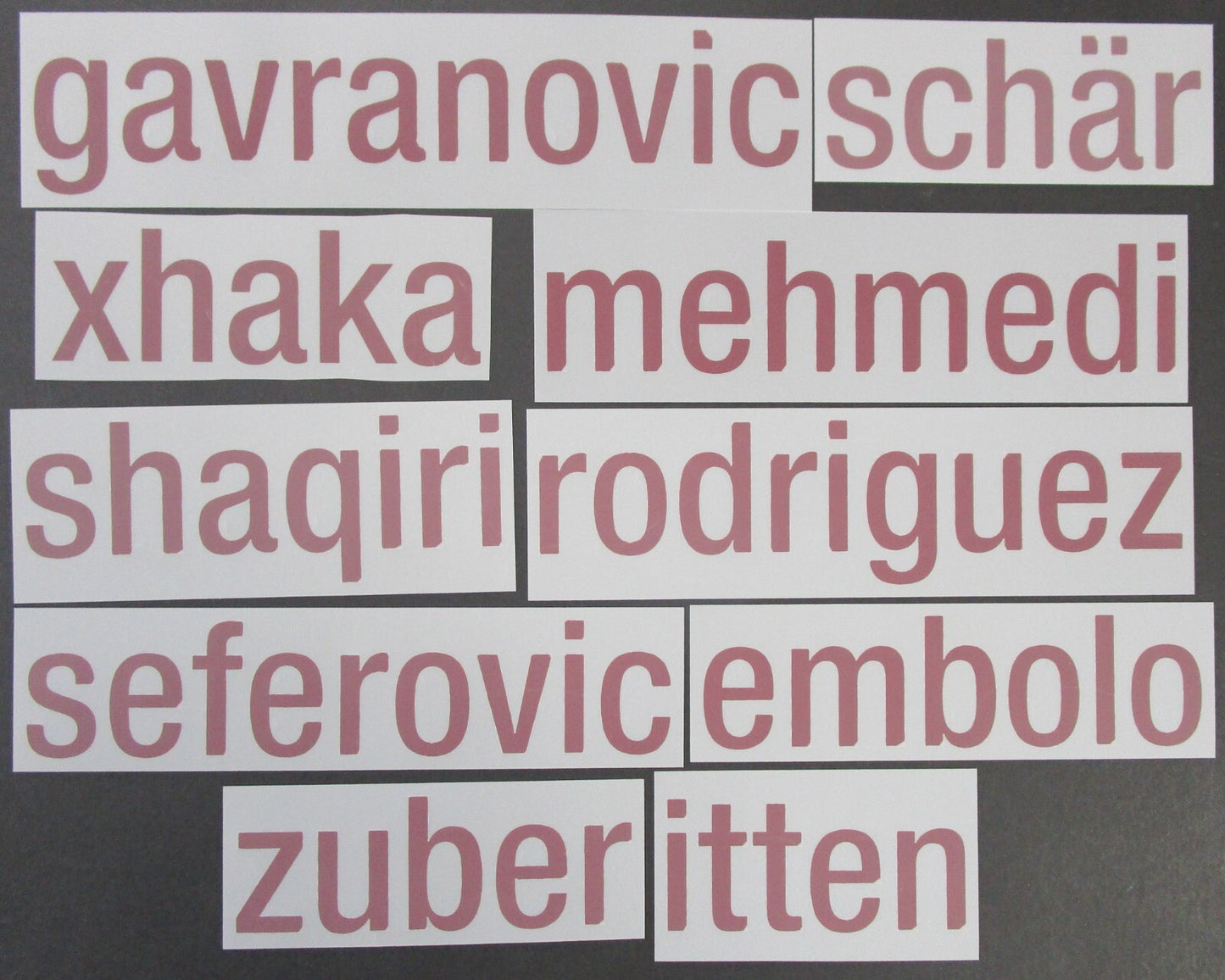 SWITZERLAND 2020 - 2021 OFFICIAL AWAY PLAYER SIZE NAME BLOCKS
