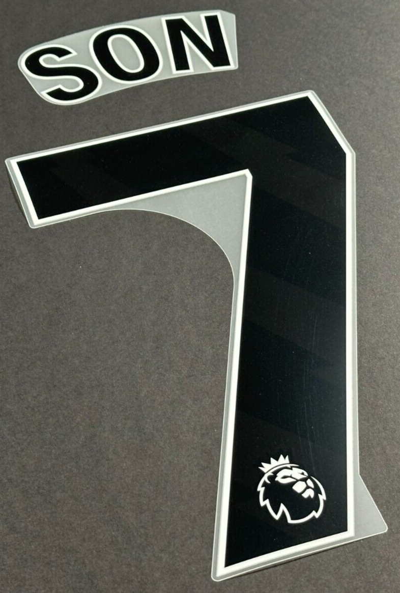 TOTTENHAM 2023/24 SON 7 OFFICIAL AVERY DENNISON BLACK PLAYER SIZE NAME SET 250MM