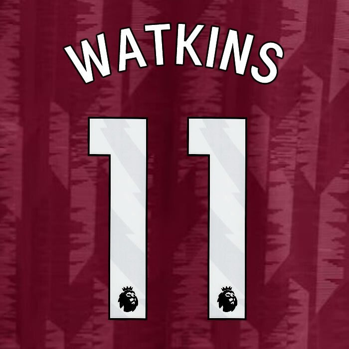 2023 2024 ASTON VILLA WATKINS 11 OFFICIAL WHITE HOME PLAYER SIZE NAMESET