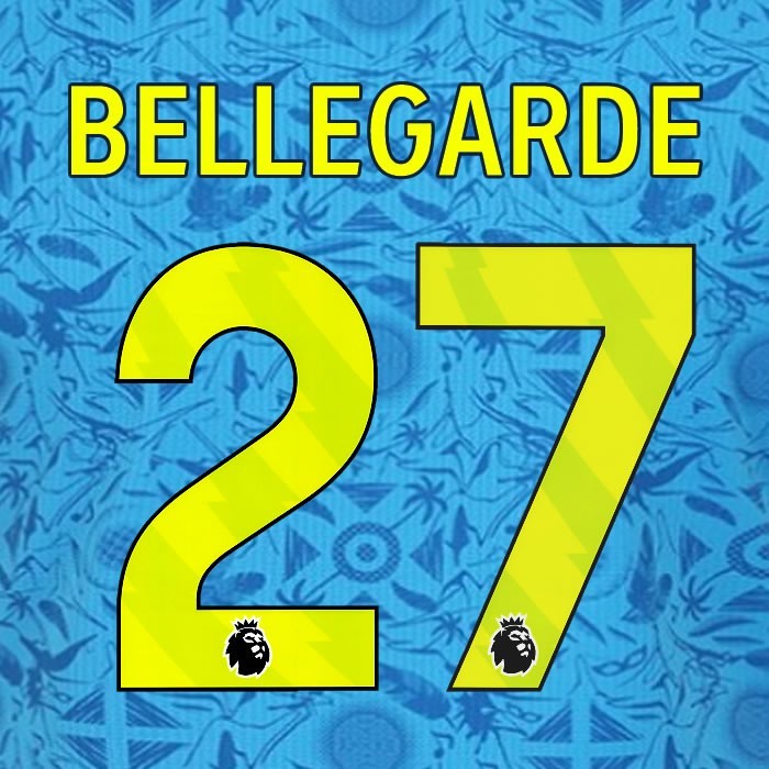 2025 2026 WOLVES 3RD YELLOW BELLEGARDE 27 OFFICIAL PLAYER SIZE NAMESET
