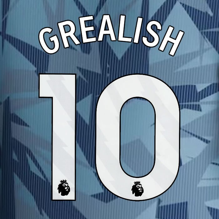 2023 2024 ASTON VILLA GREALISH 10 OFFICIAL WHITE 3RD PLAYER SIZE NAMESET