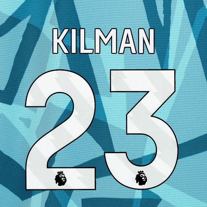 2023 2024 WOLVES 3RD KILMAN 23 OFFICIAL WHITE PLAYER SIZE NAMESET