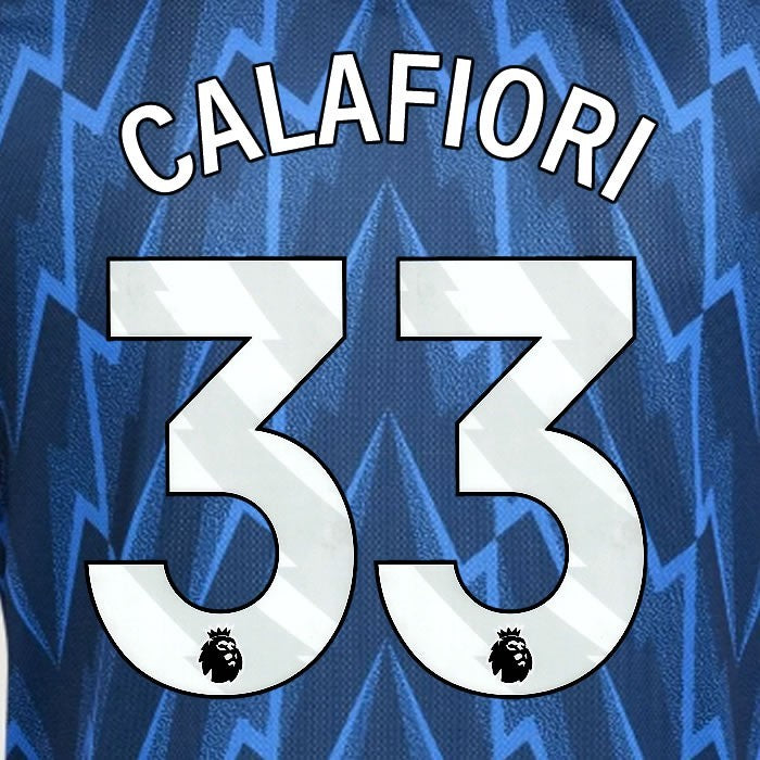 2025 2026 ARSENAL CALAFIORI 33 WHITE AWAY OFFICIAL PLAYER SIZE NAMESET
