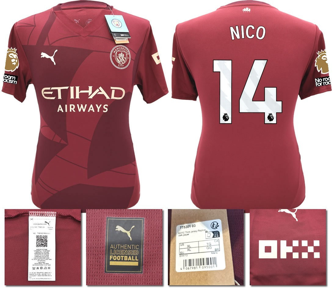 BNWT 24 25 MAN CITY PUMA THIRD NICO 14 + PATCHES FOOTBALL SHIRT MENS XXL