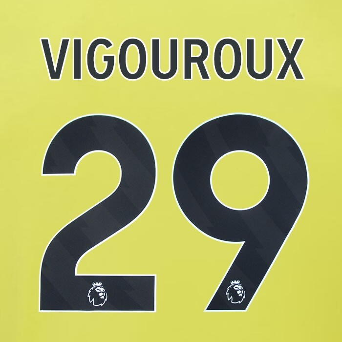 2023 2024 BURNLEY VIGOUROUX 29 OFFICIAL BLACK AWAY PLAYER SIZE NAMESET