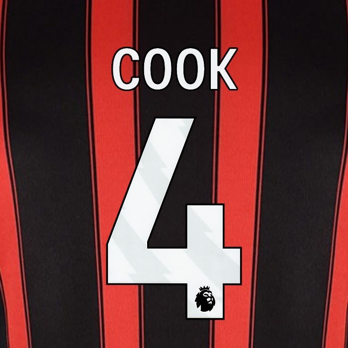 2023 2024 BOURNEMOUTH COOK 4 WHITE HOME PLAYER SIZE NAME SET