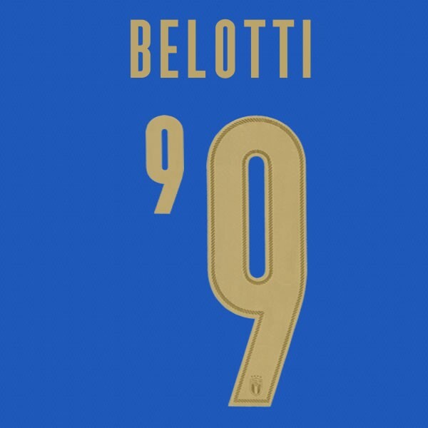 ITALY 2020 2021 OFFICIAL BELOTTI 9 HOME PLAYER SIZE NAMESET