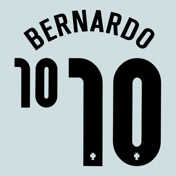 PORTUGAL 2020 2021 OFFICIAL SPORTING ID BERNARDO 10 AWAY PLAYER SIZE NAMESET