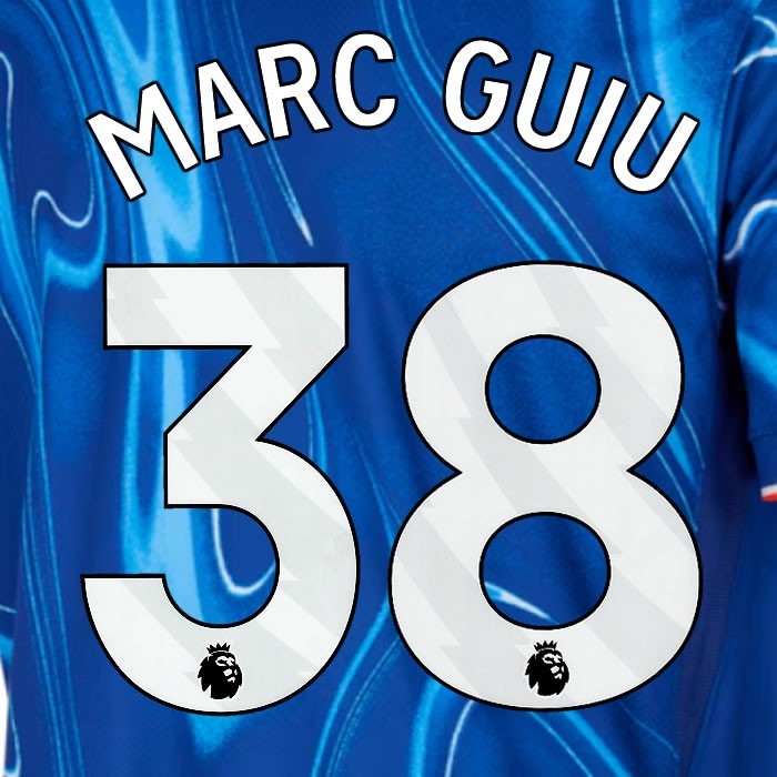 2024 2025 OFFICIAL CHELSEA MARC GUIU 38 WHITE HOME PLAYER SIZE NAMESET