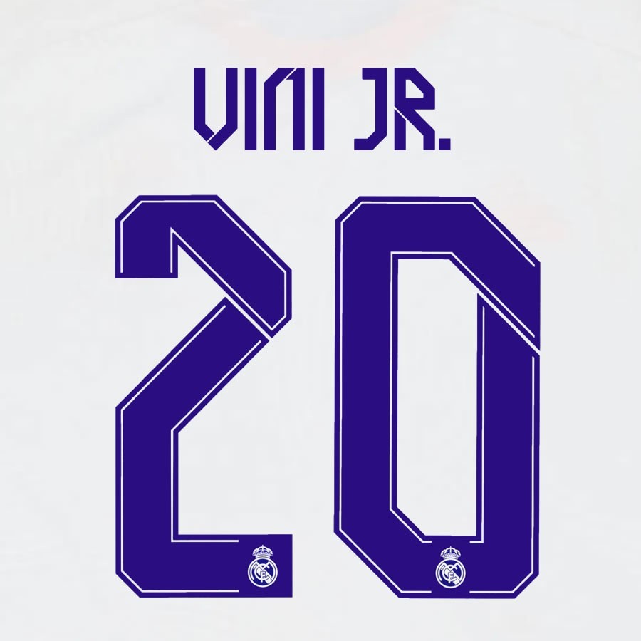 21 22 AVERY DENNISON REAL MADRID VINI JR. 20 HOME PLAYER SIZE NAMESET