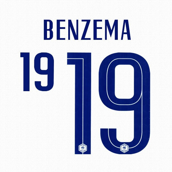 FRANCE 2020 2021 OFFICIAL BENZEMA 19 AWAY PLAYER SIZE NAMESET