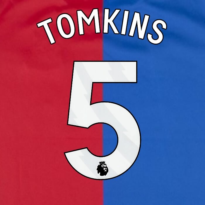 2023 2024 OFFICIAL CRYSTAL PALACE TOMKINS 5 WHITE HOME PLAYER SIZE NAMESET