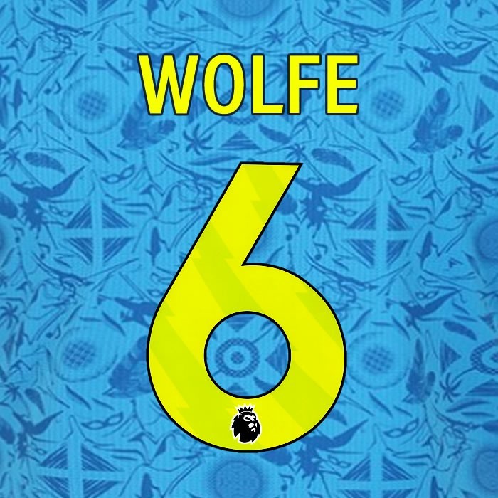 2025 2026 WOLVES 3RD YELLOW WOLFE 6 OFFICIAL PLAYER SIZE NAMESET