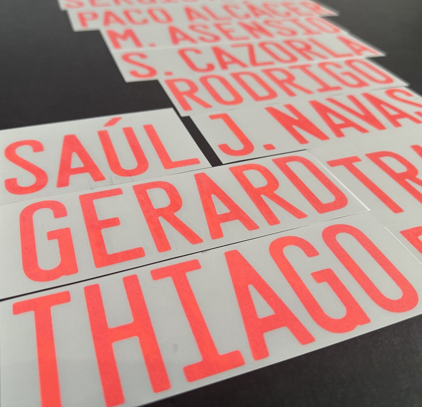 2020 2021 OFFICIAL DekoGraphics SPAIN AWAY RED PLAYER SIZE NAME BLOCKS