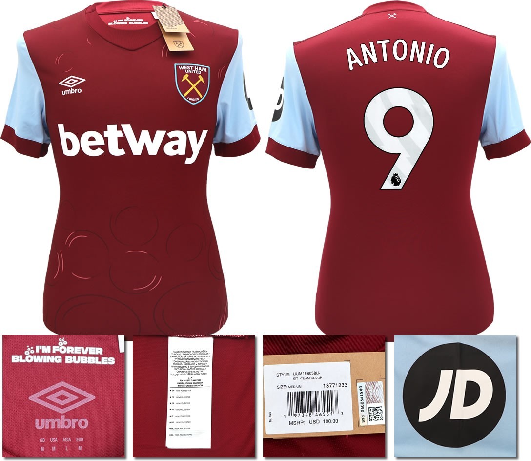BNWT 2023 2024 UMBRO WEST HAM HOME SHIRT ANTONIO 9 MEN'S
