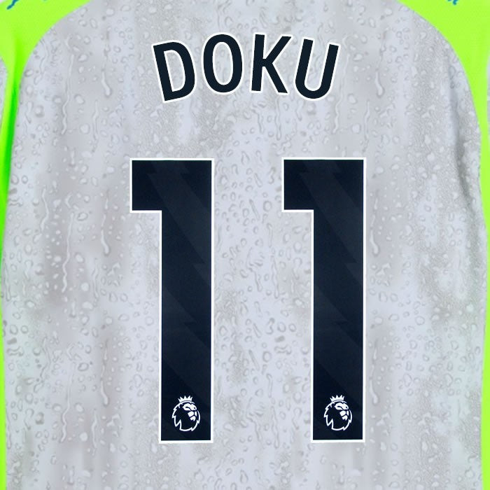 2025 2026 MANCHESTER CITY DOKU 11 OFFICIAL BLACK 3RD PLAYER SIZE NAME SET