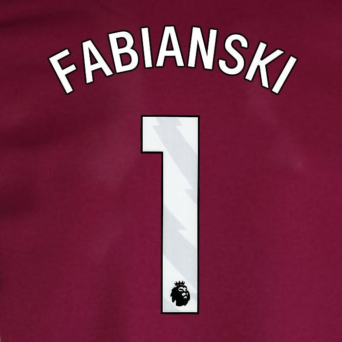 2024 2025 WEST HAM FABIANSKI 1 OFFICIAL WHITE HOME PLAYER SIZE NAMESET