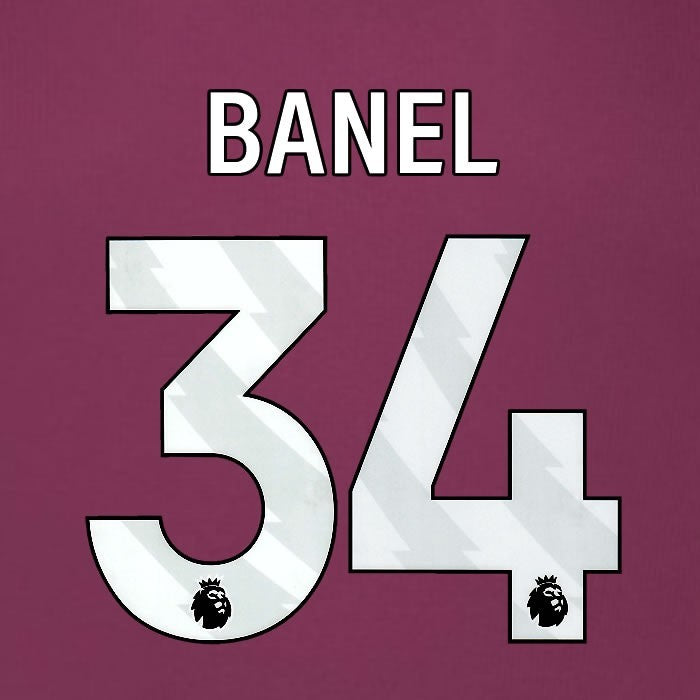 2025 2026 BURNLEY BANEL 34 OFFICIAL WHITE HOME PLAYER SIZE NAMESET