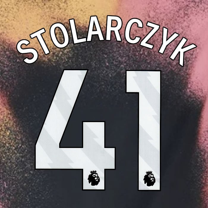 2024 2025 OFFICIAL LEICESTER CITY STOLARCZYK 41 WHITE AWAY PLAYER SIZE NAME SET