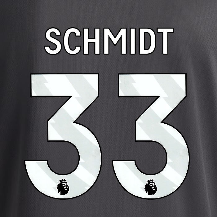 2025 2026 OFFICIAL LEEDS UNITED SCHMIDT 33 WHITE 3RD PLAYER SIZE NAMESET