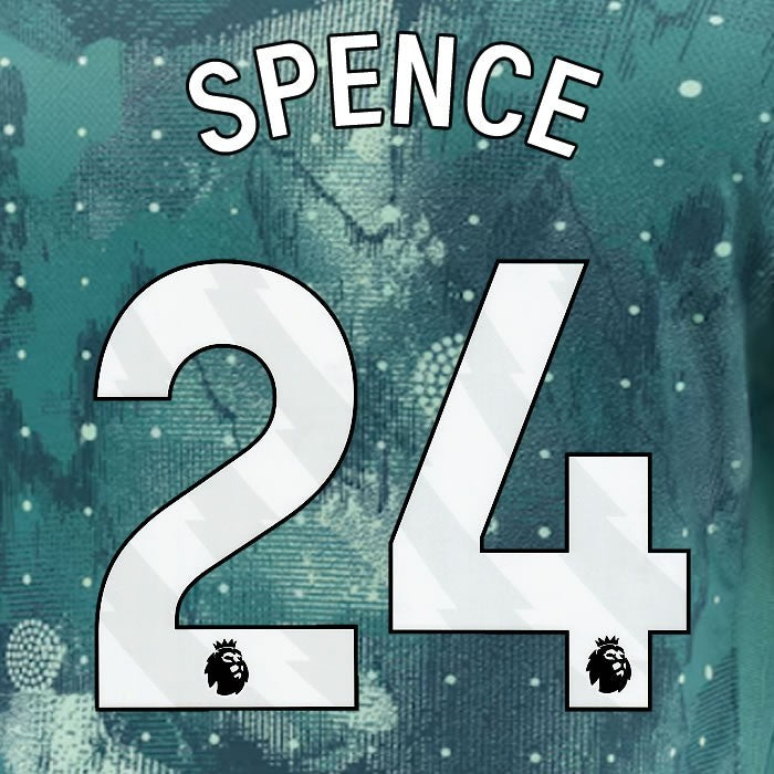 2024 2025 TOTTENHAM SPENCE 24 WHITE 3RD PLAYER SIZE NAME SET