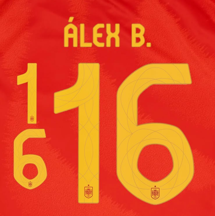 2024 2025 OFFICIAL SPAIN ALEX B 16 HOME PLAYER SIZE NAMESET