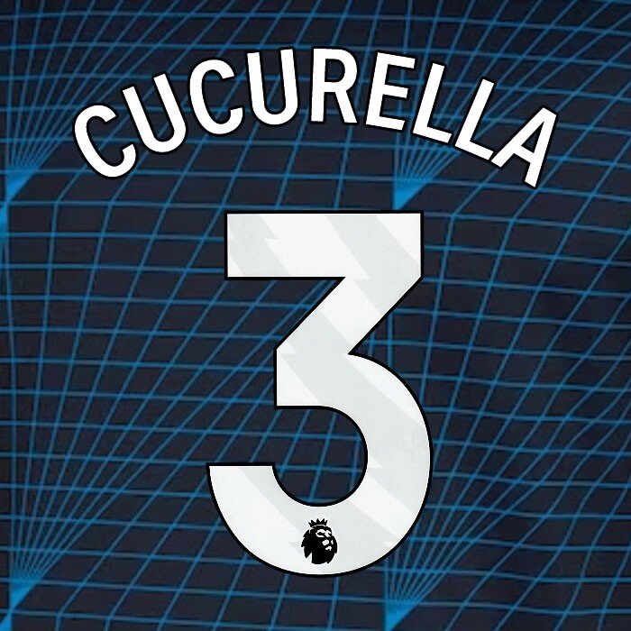 2023 2024 OFFICIAL CHELSEA CUCURELLA 3 WHITE AWAY PLAYER SIZE NAMESET
