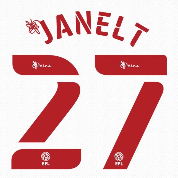 BRENTFORD 2020 2021 OFFICIAL JANELT 27 3RD PLAYER SIZE NAME SET