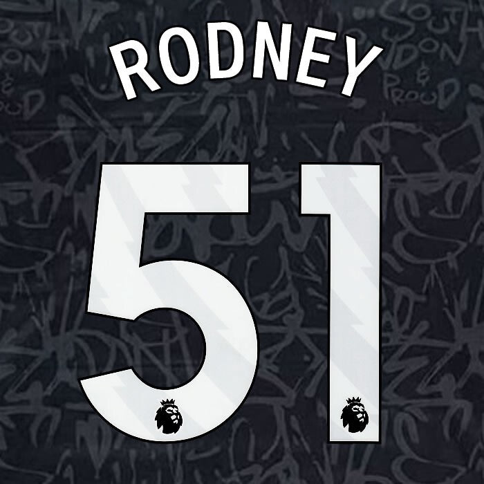2023 2024 OFFICIAL CRYSTAL PALACE RODNEY 51 WHITE 3RD PLAYER SIZE NAMESET