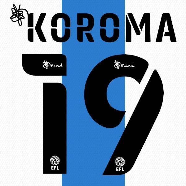 HUDDERSFIELD 2020 2021 OFFICIAL KOROMA 19 HOME PLAYER SIZE NAME SET