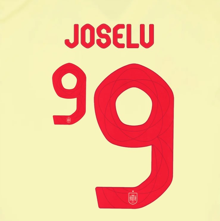 2024 2025 OFFICIAL SPAIN JOSELU 9 AWAY PLAYER SIZE NAMESET