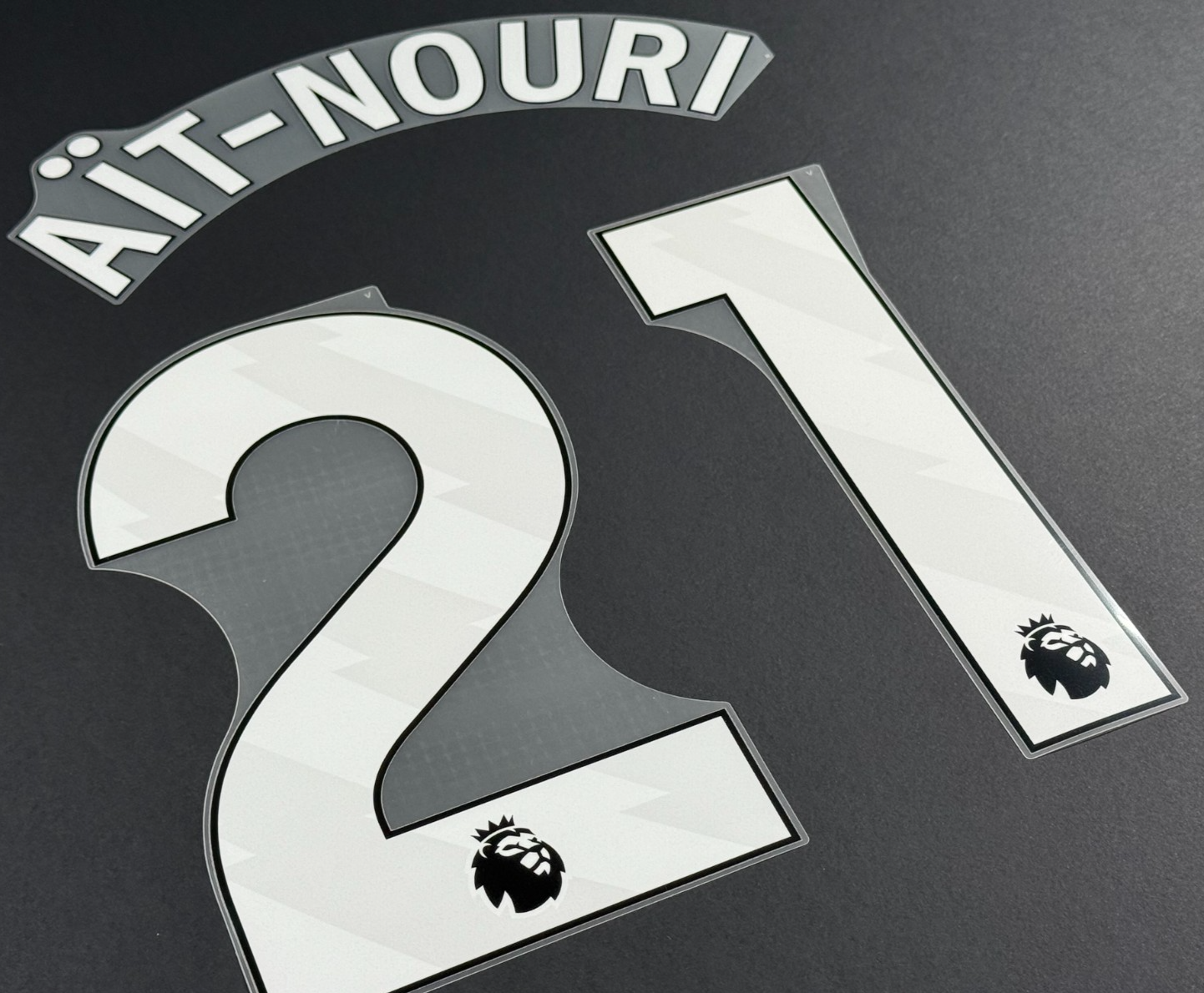 MAN CITY 25/26 AIT-NOURI 21 OFFICIAL AVERY DENNISON WHITE PLAYER SIZE NAME SET